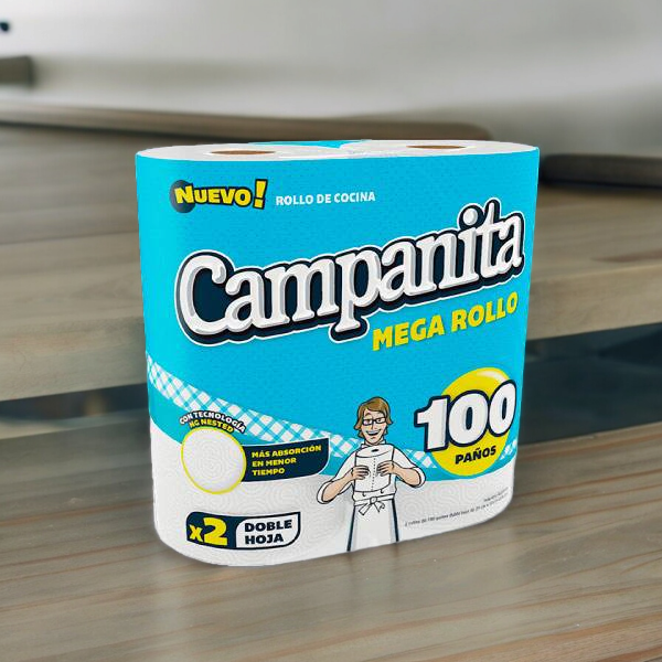 Rollo de Cocina x2 x100uds Doble Hoja - Campanita