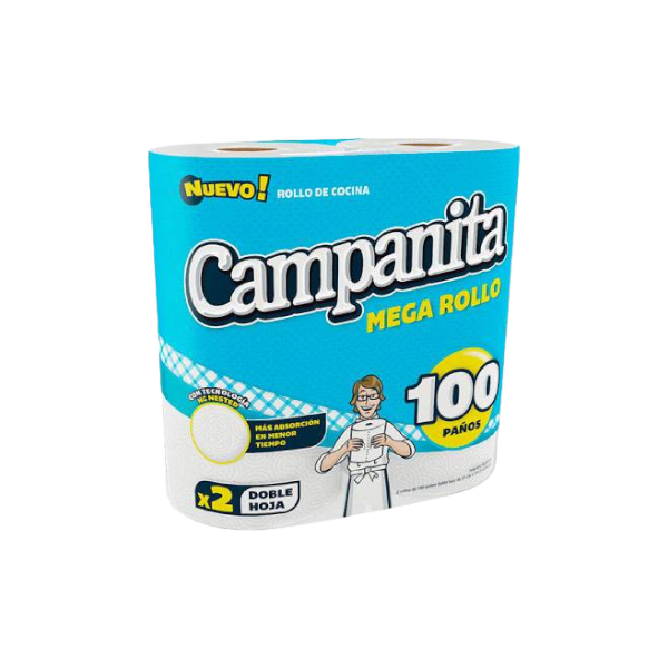 Rollo de Cocina x2 x100uds Doble Hoja - Campanita